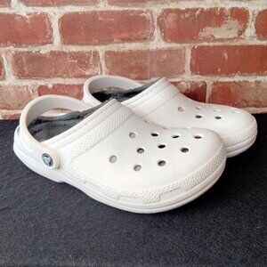 Crocs Womens Size 8 White Fleece Lined Clogs Shoes